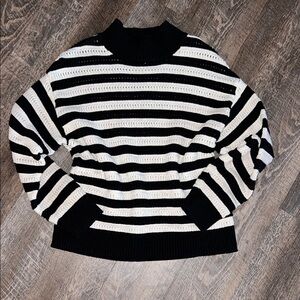 Black and White Striped Women's Sweater